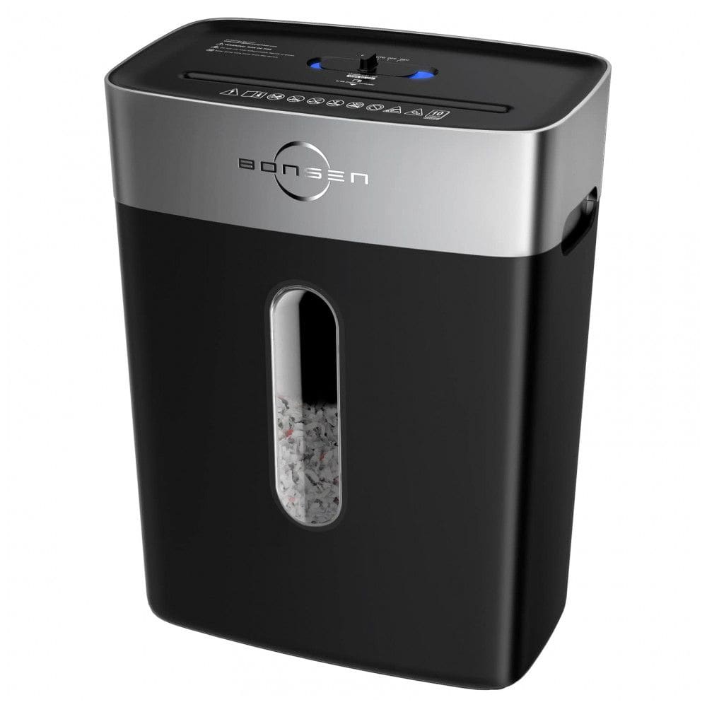 Trituradora de Papel BONSEN para Escritório em Casa, Cesto de 15 Litros, Fragmenta 10 Folhas de uma Vez, Nível de Segurança P4
