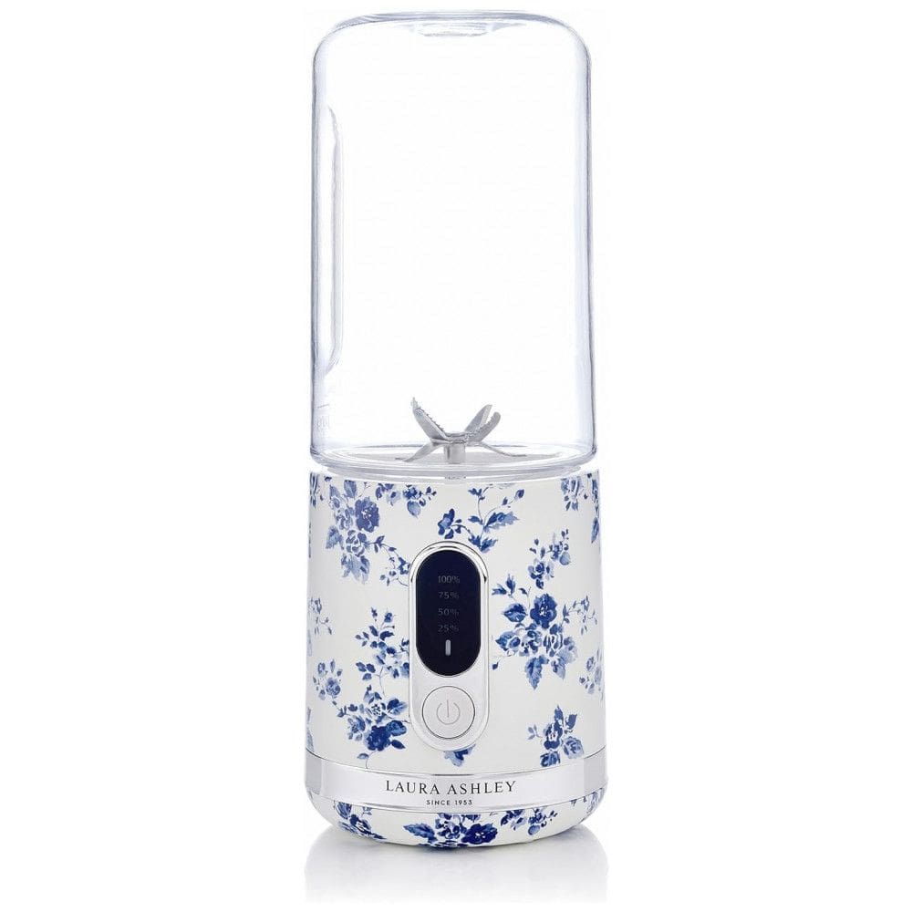 Mini Liquidificador Portátil Laura Ashley 450ml USB Recarregável China Rose, 100W, 6 Lâminas Inox, Garrafa para Smoothies, Viagem, Academia