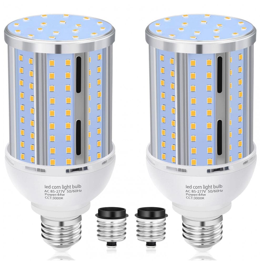 Pacote com 2 Lâmpadas de Milho LED de 44W, Sem Ventoinha, Equivalente a 390 Watts, Base Média/Grande E26/E39, 3000K Branco Quente