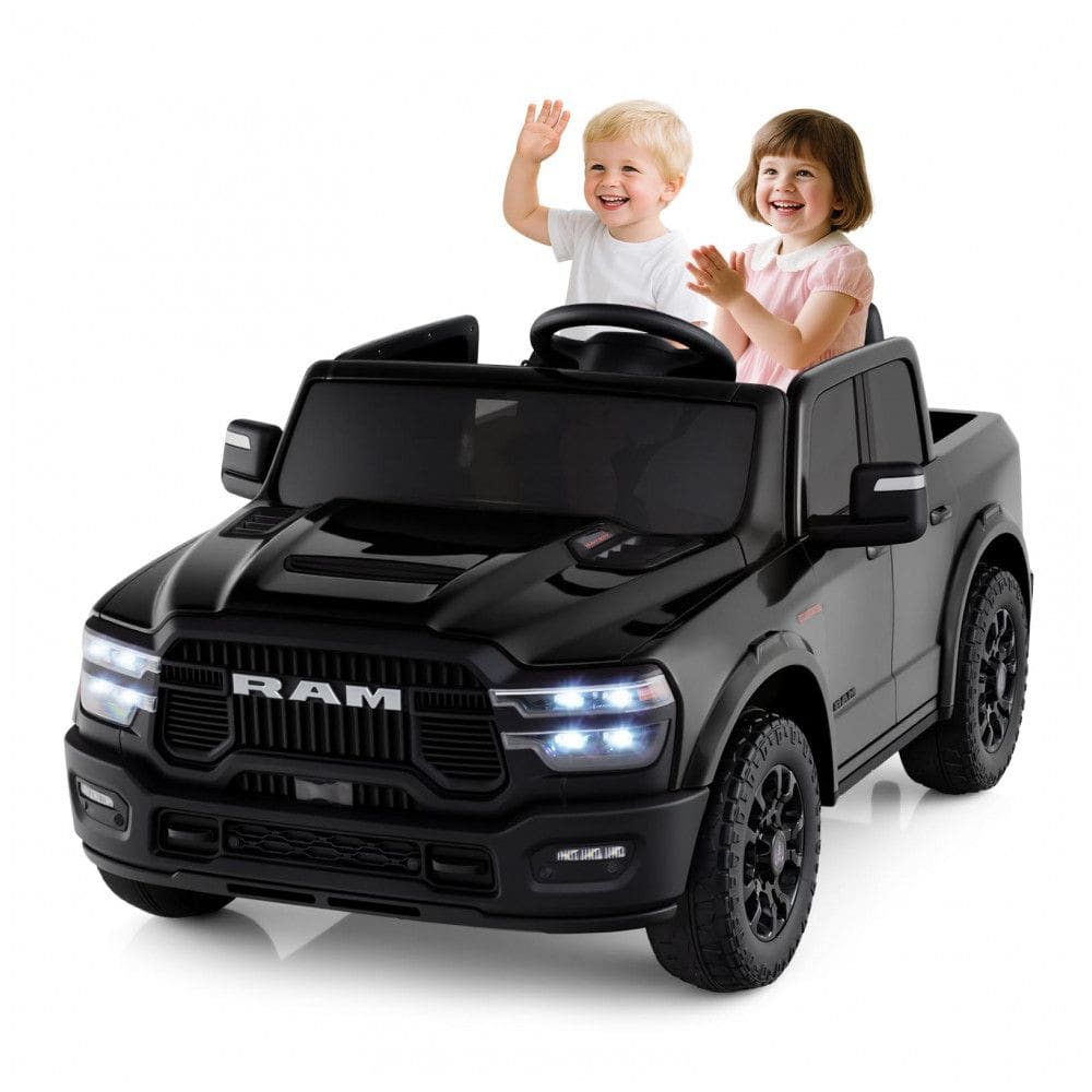 Carro Elétrico Infantil 2 Lugares 24V, 2x100W, Controle Remoto, Suspensão 4 Rodas, Costzon Ram 2500 Rebel, Preto