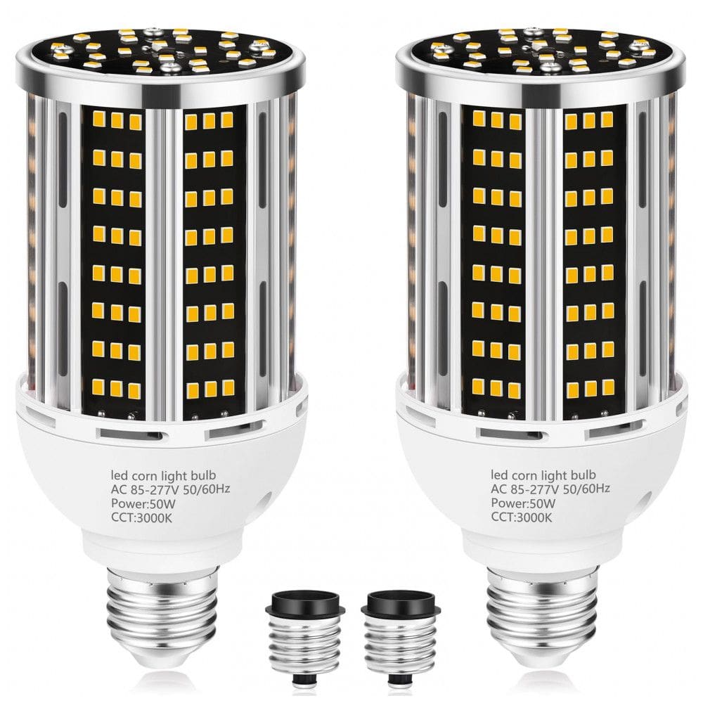 Lâmpada de Milho LED 50W 2 pack, Branco Quente 3000K 6500LM Equivalente a 500W, Base Média E26/E39, Ideal para Áreas Amplas Internas