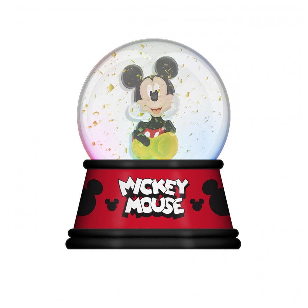 Globo de Neve Iluminado Disney Mickey Mouse com Glitter Giratório, Decoração para Casa e Quarto Infantil, 15,6 cm de Altura