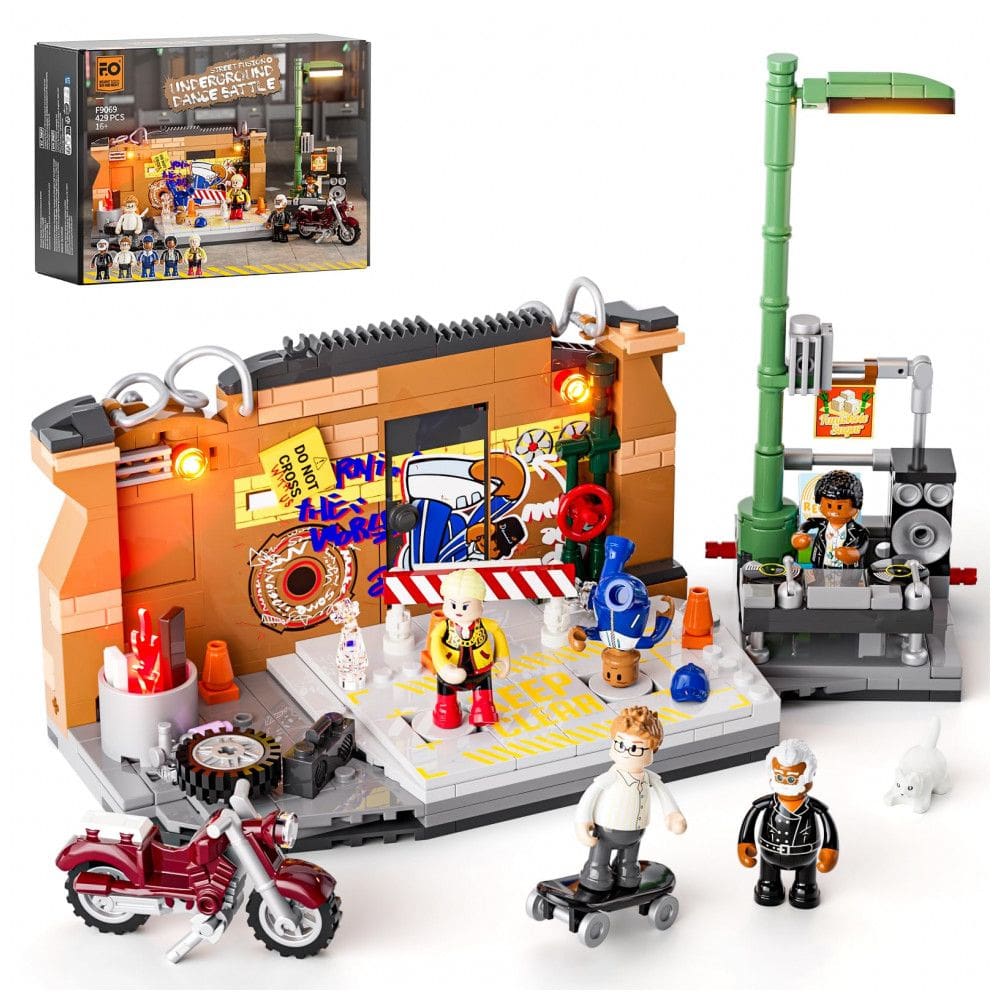 FUNWHOLE Kit de Blocos de Montar Batalha de Dança Underground com LED, 429 Peças - Ilumine Sua Cultura Street