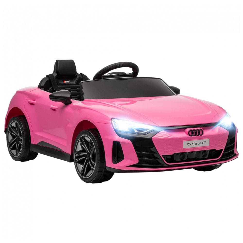 Carro Elétrico Infantil Aosom Audi RS e-tron GT Licenciado 12V Rosa, Controle Remoto, Luzes LED, Música, Suspensão e Fácil Transporte – de 3