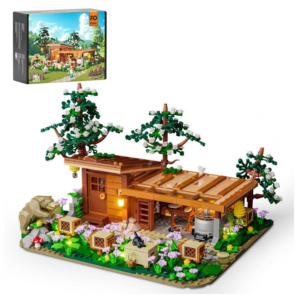 Conjunto de Blocos de Montar FUNWHOLE Fazenda Apícola LED, Amarelo, 1274 Peças, Ferramentas de Apicultura Interativas, Modelo F9062