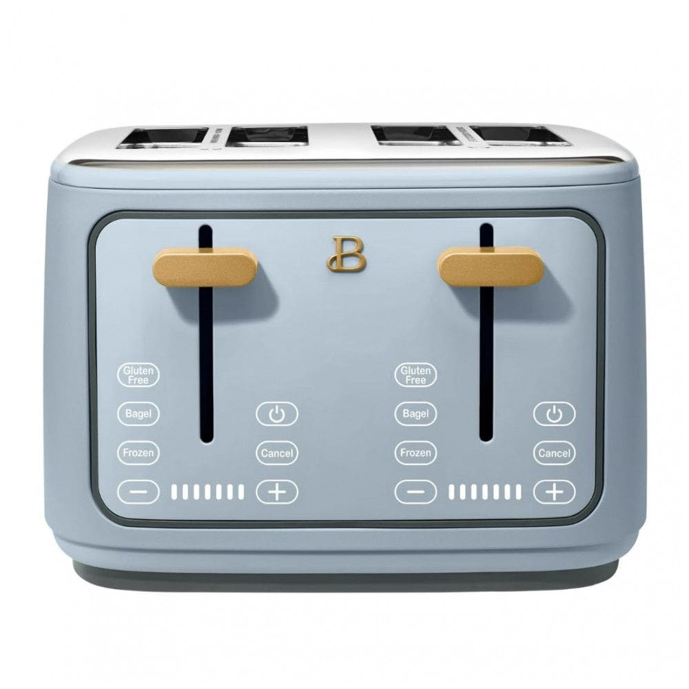 Torradeira elétrica de pão 4 fatias Beautiful Azul, 1800W, slots extralargos, display touch, funções bagel e congelados, aço inox, 110V