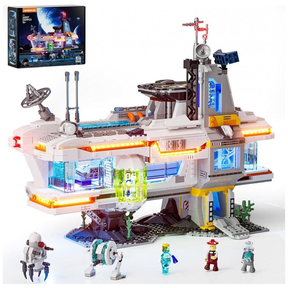 Conjunto de blocos de montar Lumibricks Space Bounty Hub centro de recompensas espacial com iluminação LED, 2309 peças