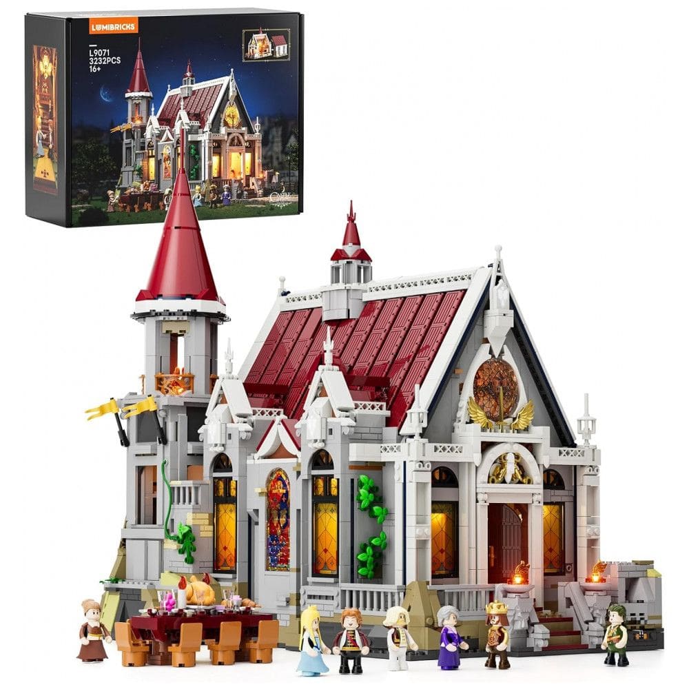 Conjunto de blocos de montar Lumibricks Medieval Castle Banquet Hall salão de banquetes medieval com iluminação LED, 3232 peças