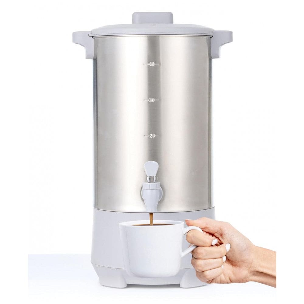 Urna de Café Comercial SYBO Aço Inox Capacidade 6L 45 Xícaras Filtro Reutilizável Alças Térmicas 110V