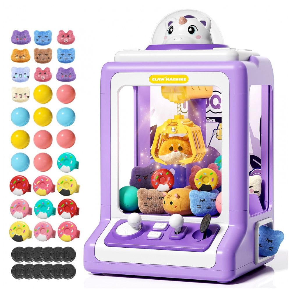 Máquina de Garra Eletrônica Infantil Jovow Mini Branca 30 Brindes, Música, Silenciosa, Controle, 0,9kg, 9”, À Pilha