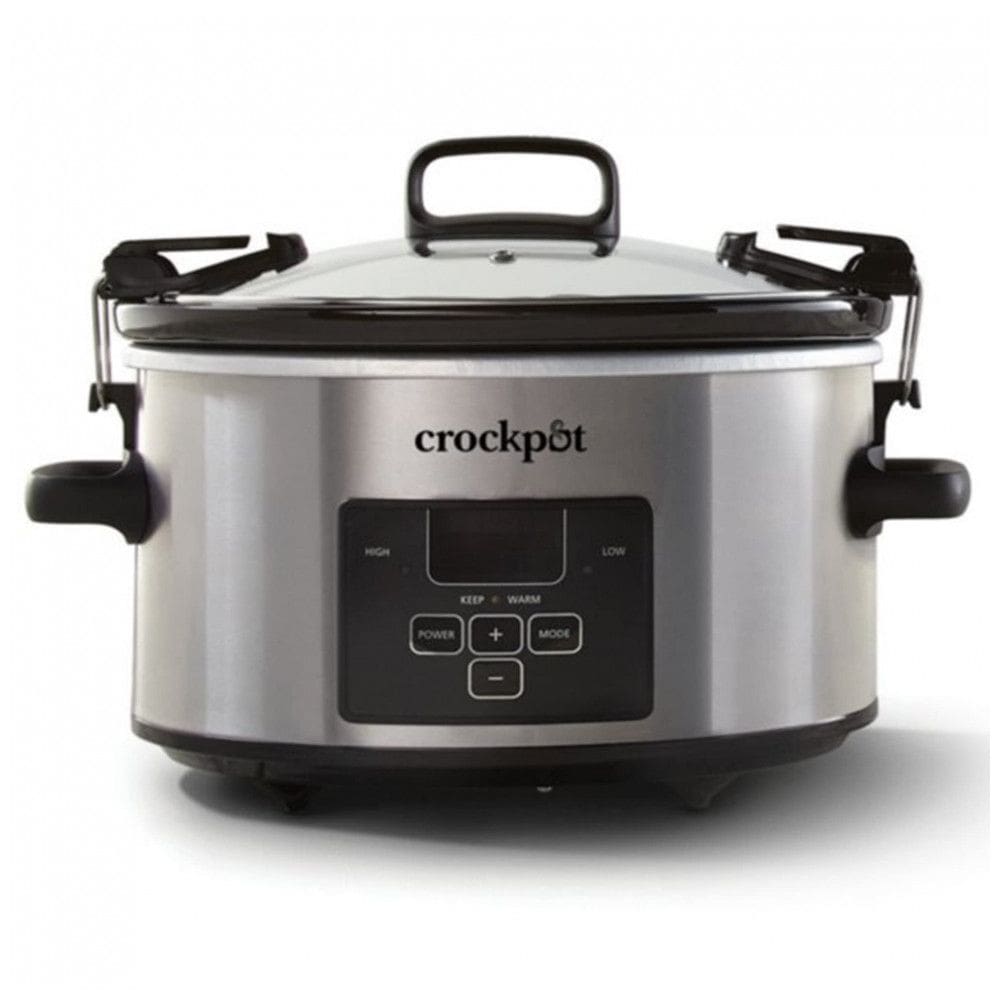 Panela de Cozimento Lento Programável CrockPot 3,79 litros Travel Proof Cook e Carry com Tampa Trava, Alças Convenientes e Display Digital