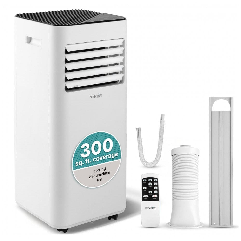 Ar-condicionado Portátil SereneLife, 8000 BTU 3 em 1 para Ambientes de até 27,5m², Unidade de AC de Piso Eficiente com Controle Remoto