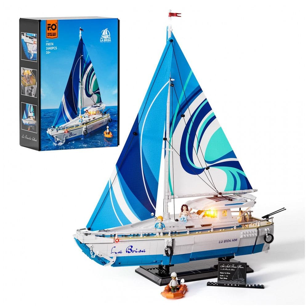 Barco Veleiro FUNWHOLE La Brisa Branco com Iluminação Realista, 1640 Peças, Escala 1:24, Kit Montagem Detalhado