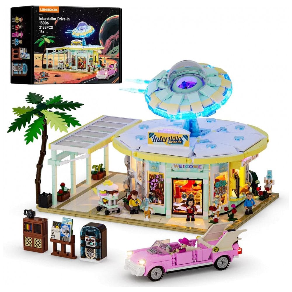 Conjunto de blocos de montar Lumibricks Interstellar-Diner com iluminação LED, 2188 peças, tema viagem espacial