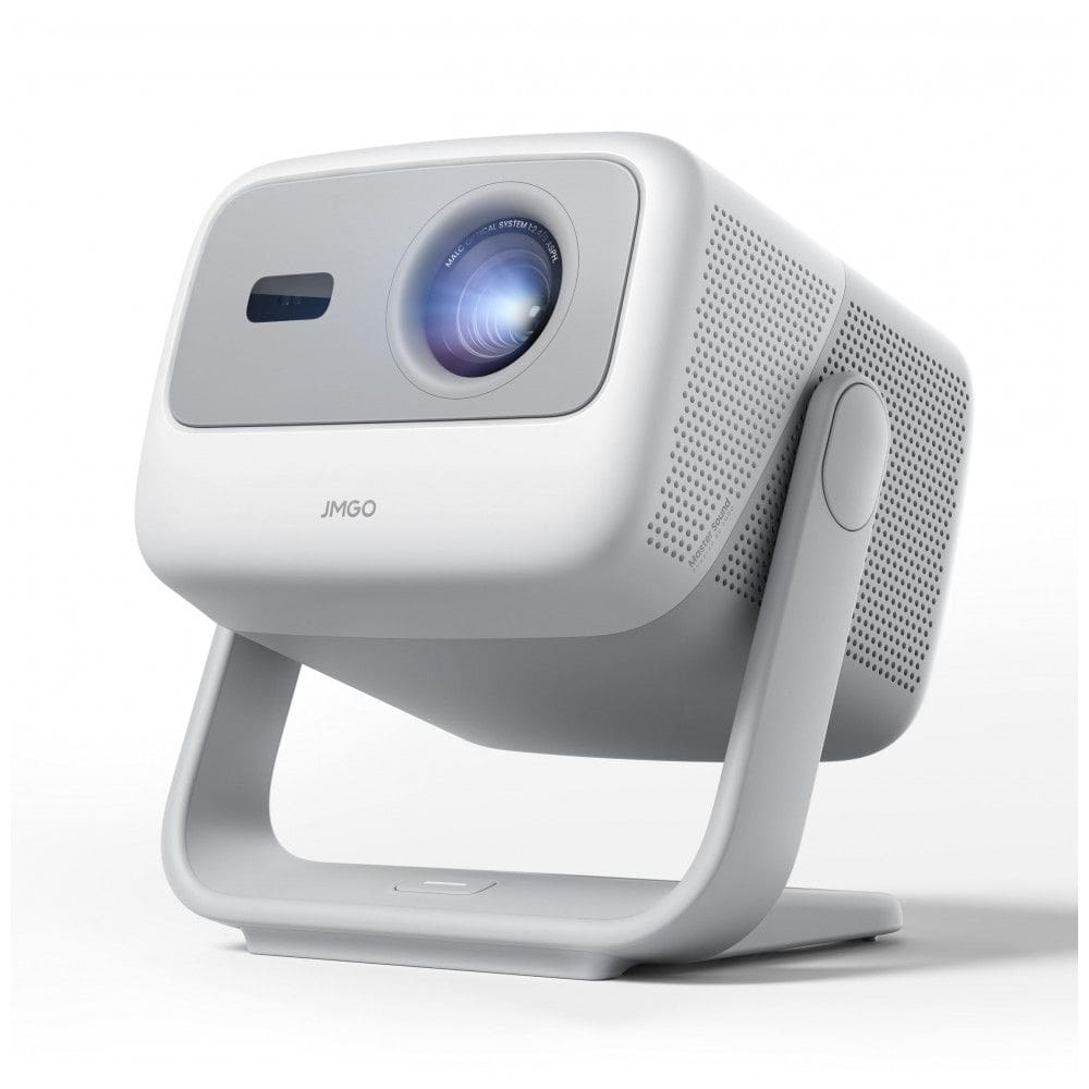 Projetor Portátil Laser Triplo JMGO N1S GTV Branco 1080P FHD 850 ISO Lumens Netflix HDR10 Correção Automática Gimbal 200” 3D 24V