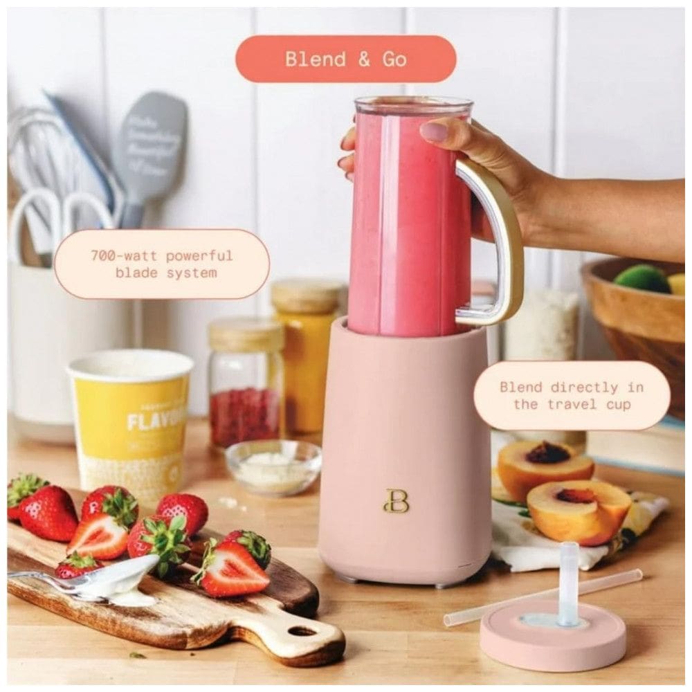 Liquidificador pessoal 12 peças Beautiful by Drew Barrymore 240W rosa fosco 110V