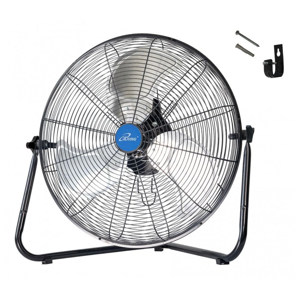 Ventilador Industrial iLIVING ILG8F20 Preto 50,8 cm, 3 Velocidades, Motor 160W, Alta Vazão 5800 CFM, Suporte Piso/Parede, Voltagem 110V