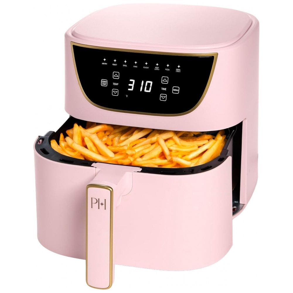 Paris Hilton Air Fryer Rosa, 6 Litros, 8 em 1, Display Touchscreen, Sem PFAS, 1700W, Fácil Limpeza