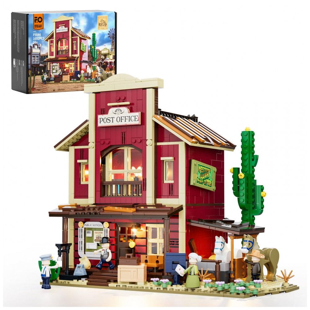 Old West Post Office Funwhole com iluminação LED 1692 peças temática Velho Oeste