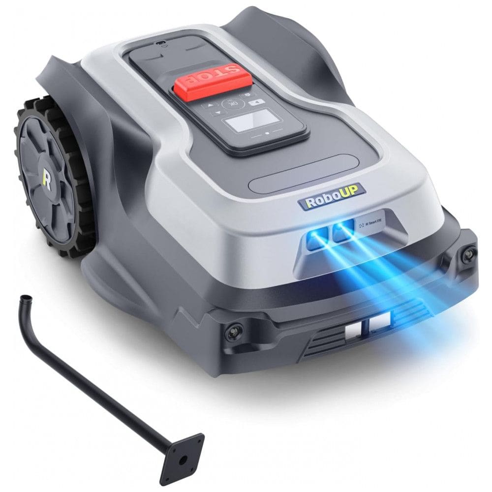 Cortador de Gramado Robô RoboUP T1200Pro Cinza/Preto - Sem Fio, RTK+Visão AI, Até 1500 m², Zonas Ilimitadas, Suporte Parede L.