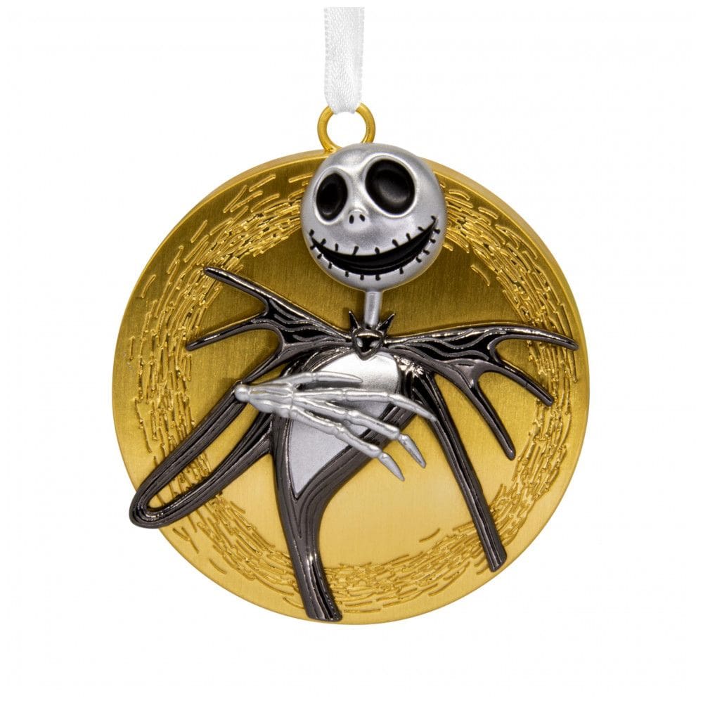 Enfeite de Natal Hallmark Disney Tim Burton`s The Nightmare Before Christmas Jack Skellington na Lua, em Metal Dourado, 6,4 x 6,4 x 1,3cm
