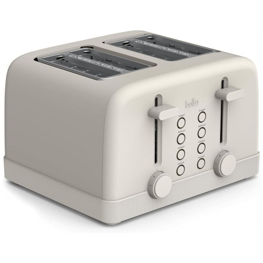 BELLA Torradeira 4 Fatias com 6 Níveis de Tostagem, Funções Reaquecer e Cancelar, Bandeja Removível, 1500W - Oatmilk