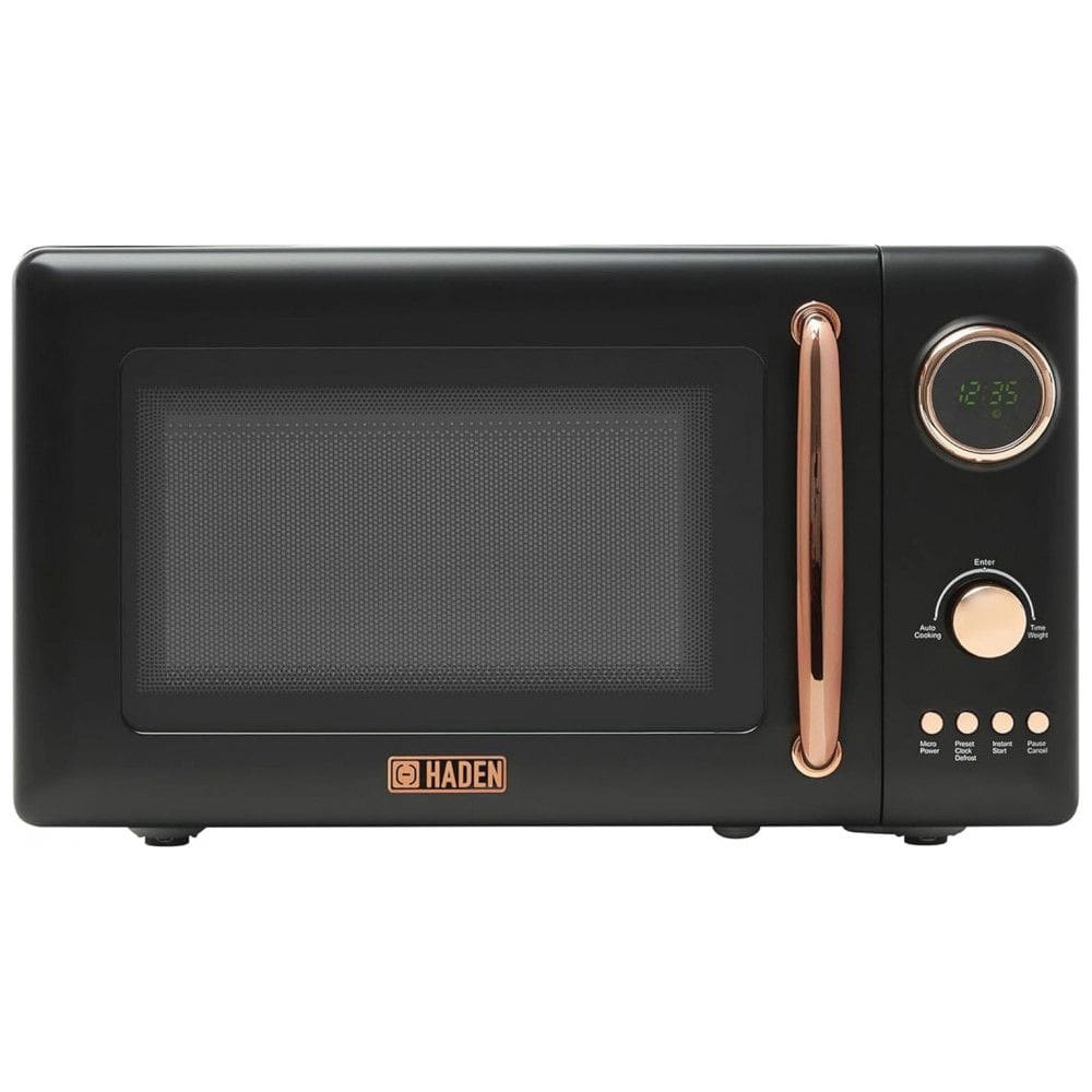 Micro-ondas HADEN 700W, 20L, Controle Digital, Descongelamento Automático e Prato Giratório, Preto Cobre