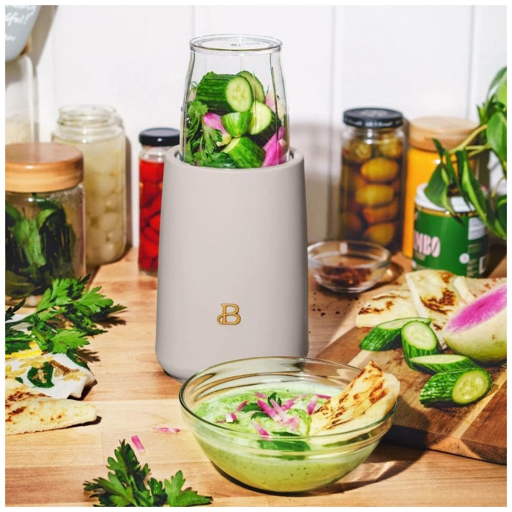 Liquidificador pessoal 12 peças Beautiful by Drew Barrymore 240W bege fosco 110V