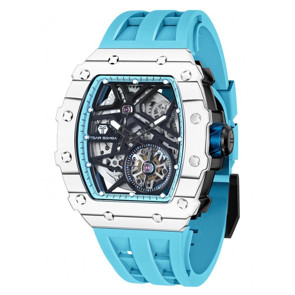 TSAR BOMBA Luxury Relógio Automático Mecânico Masculino com Bisel de Fibra de Carbono e Vidro de Safira 50M à Prova d`Água