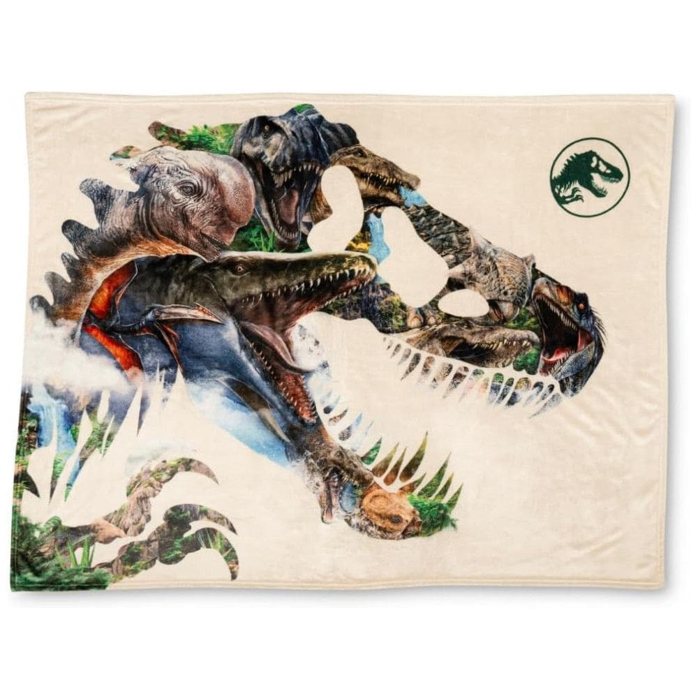 Cobertor infantil plush Franco Jurassic World Rebirth toque de seda 116 cm x 152 cm leve para cama e sofá