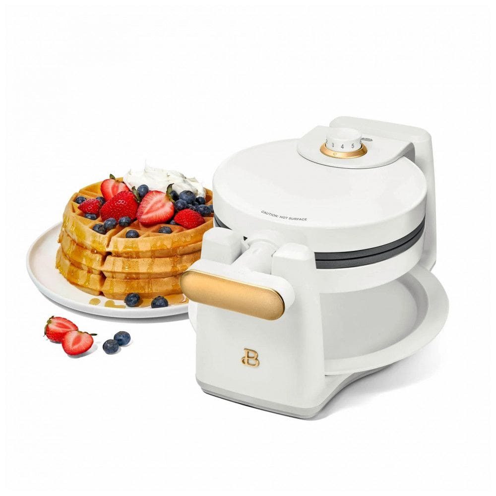 Máquina de waffle belga giratória Beautiful branca white icing 1000W chapas antiaderentes 7 níveis de dourado 19451, 110V