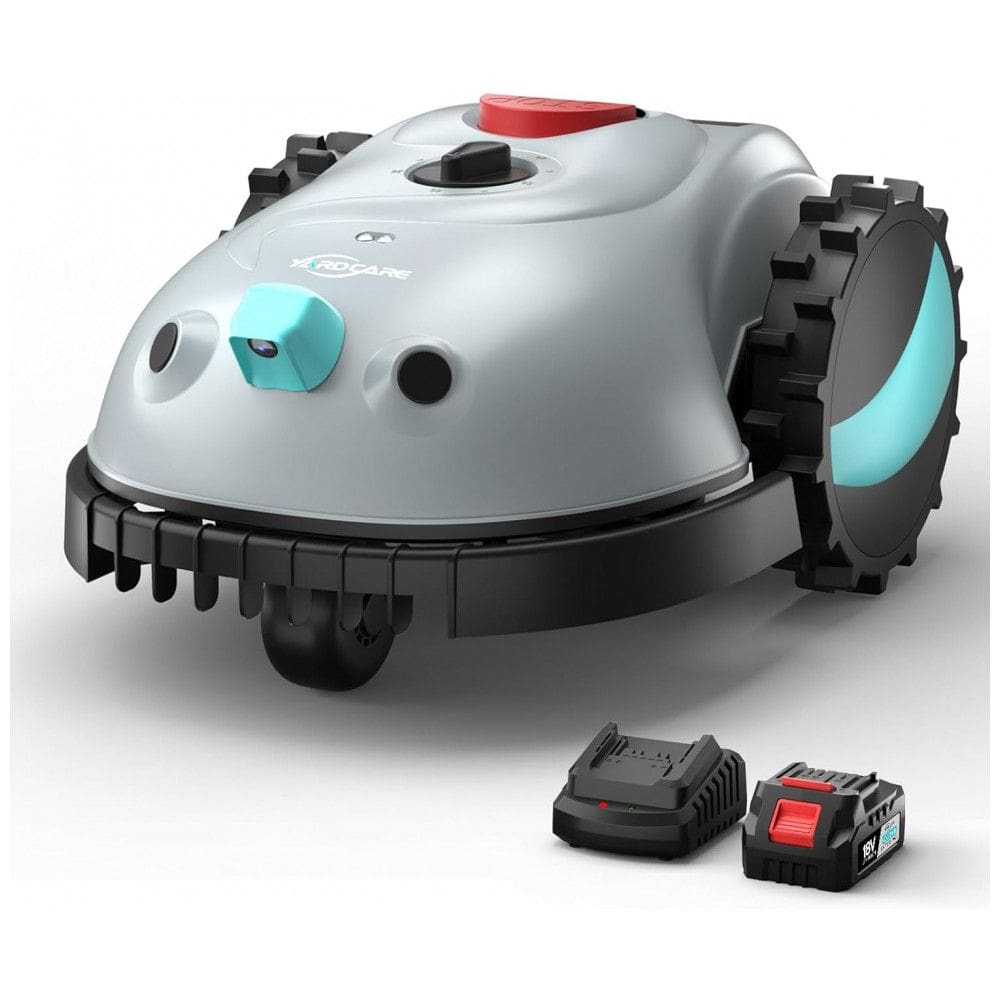 Robô Cortador de Grama YARDCARE V100 Cinza com Navegação Visual e Evitação de Obstáculos, Altura Ajustável 2-6 cm para até 150 m²