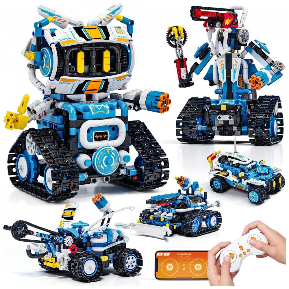 Kit Robótico Glikid 5 em 1 com Controle APP e Controle Remoto - Brinquedo Educativo STEM para Crianças a partir de 8 Anos