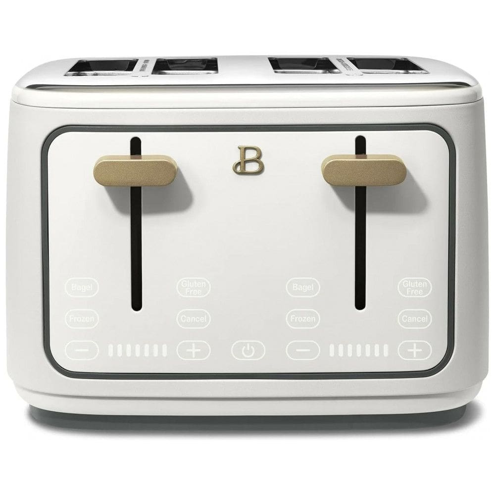 Torradeira elétrica Beautiful 4 fatias branca com display digital touch, ranhuras largas autoajustáveis, controle de tostagem, 1800W, 110V