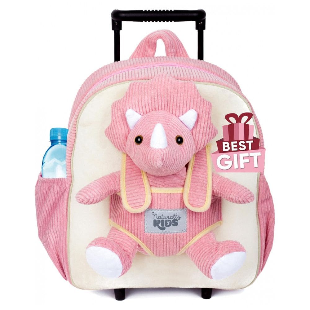 Mala de rodinhas infantil com mochila dinossauro de pelúcia para crianças
