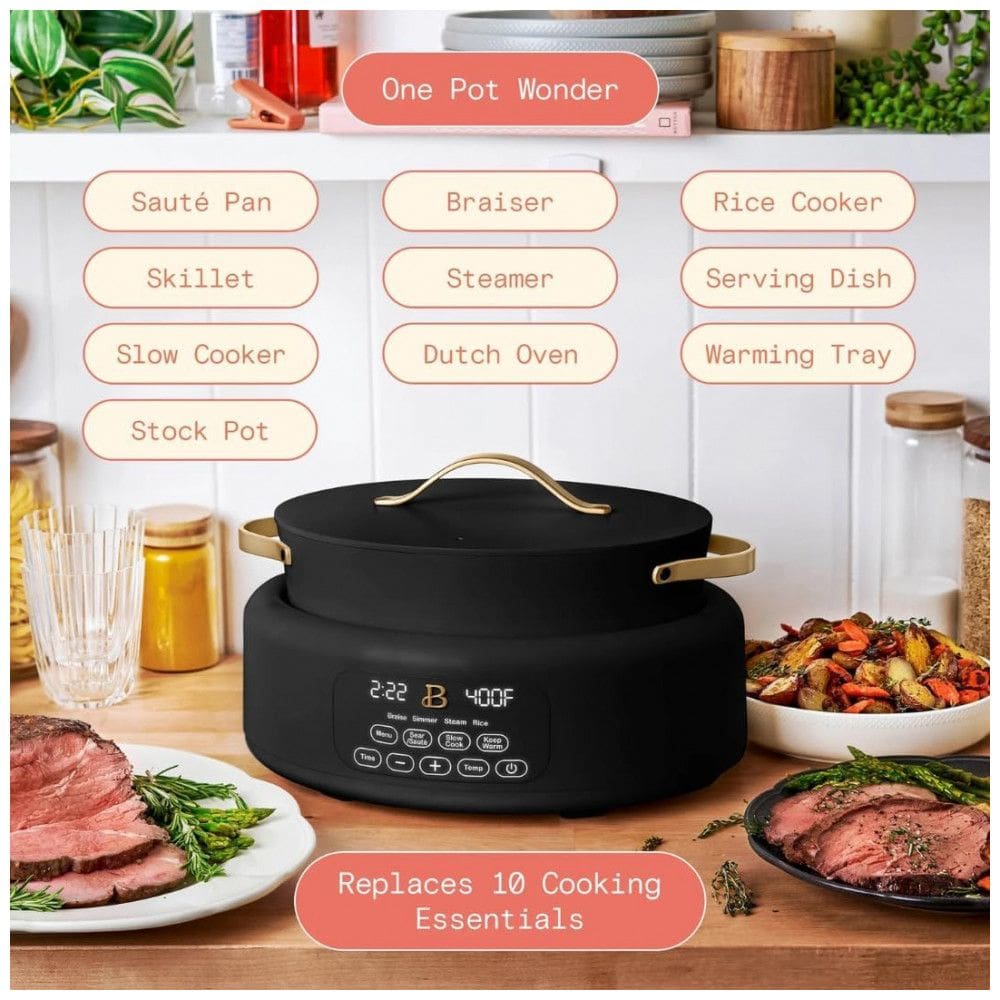 Panela elétrica multiuso 10 em 1 Beautiful by Drew Barrymore 5,7L preta 1500W 110V