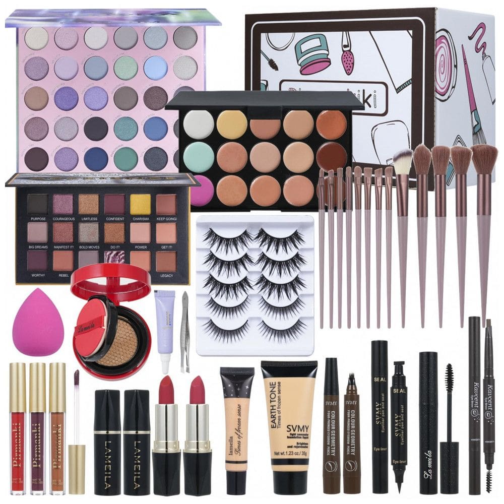 Kit de maquiagem completo TooAemiS vermelho com estojo compacto e acessórios para olhos, lábios e rosto