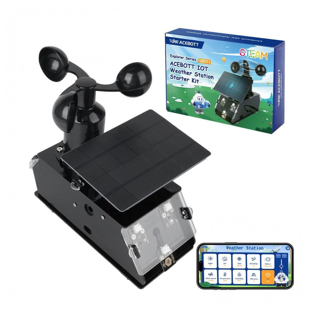 Kit Estação Meteorológica IoT ACEBOTT STEM com 8 Sensores e Painel Solar - Para Idade 12+
