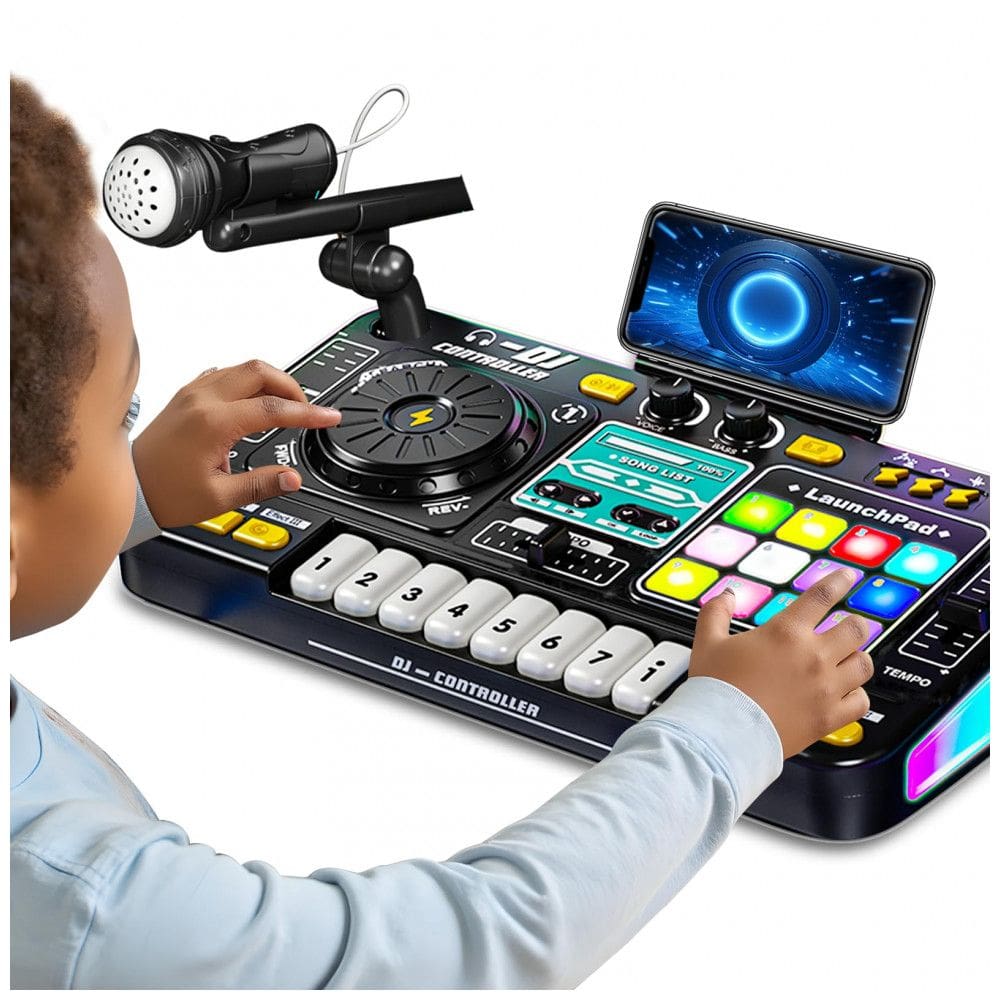 Mesa DJ Mixer Musical Infantil Tsomtto com Luzes LED, Piano, Microfone e Conexão USB para Crianças a Partir de 3 Anos