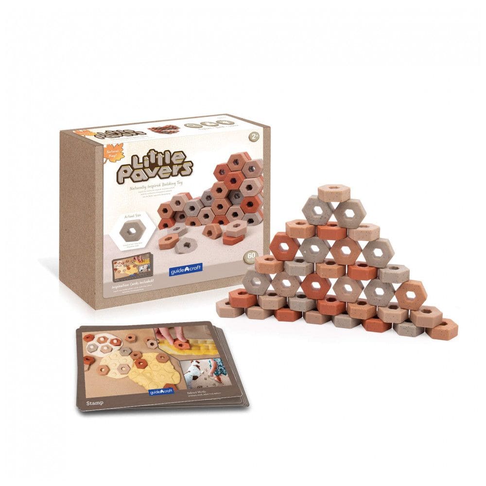 Conjunto de blocos de construção Guidecraft Little Pavers com 60 peças em TPR texturizado para empilhamento e modelos arquitetônicos em