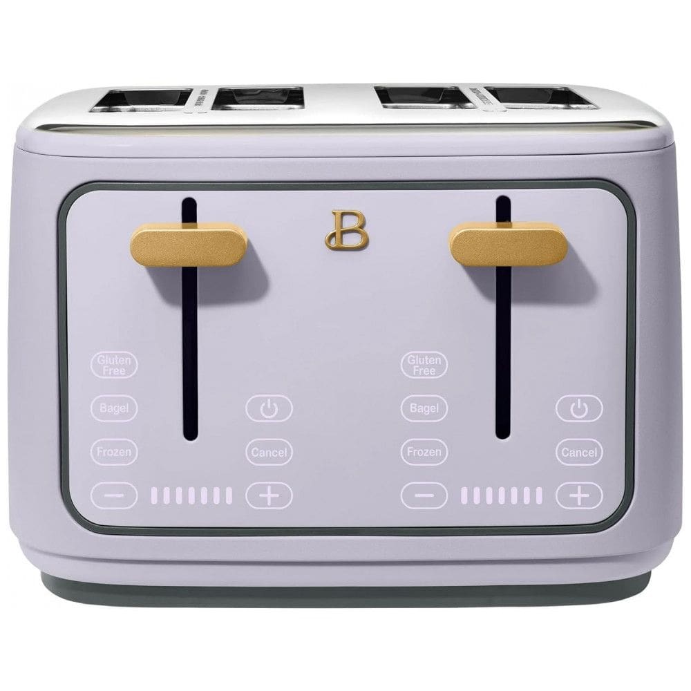 Torradeira elétrica Beautiful 4 fatias lavanda com display digital touch, ranhuras largas autoajustáveis, controle de tostagem, 1800W, 110V