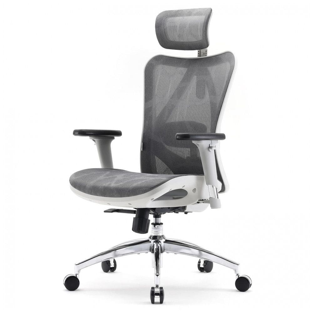 Cadeira Ergonômica de Escritório SIHOO M57 Cinza Claro, Apoio Lombar Ajustável, Braços 3D, Encosto Alto em Malha, Modelo M57-M114