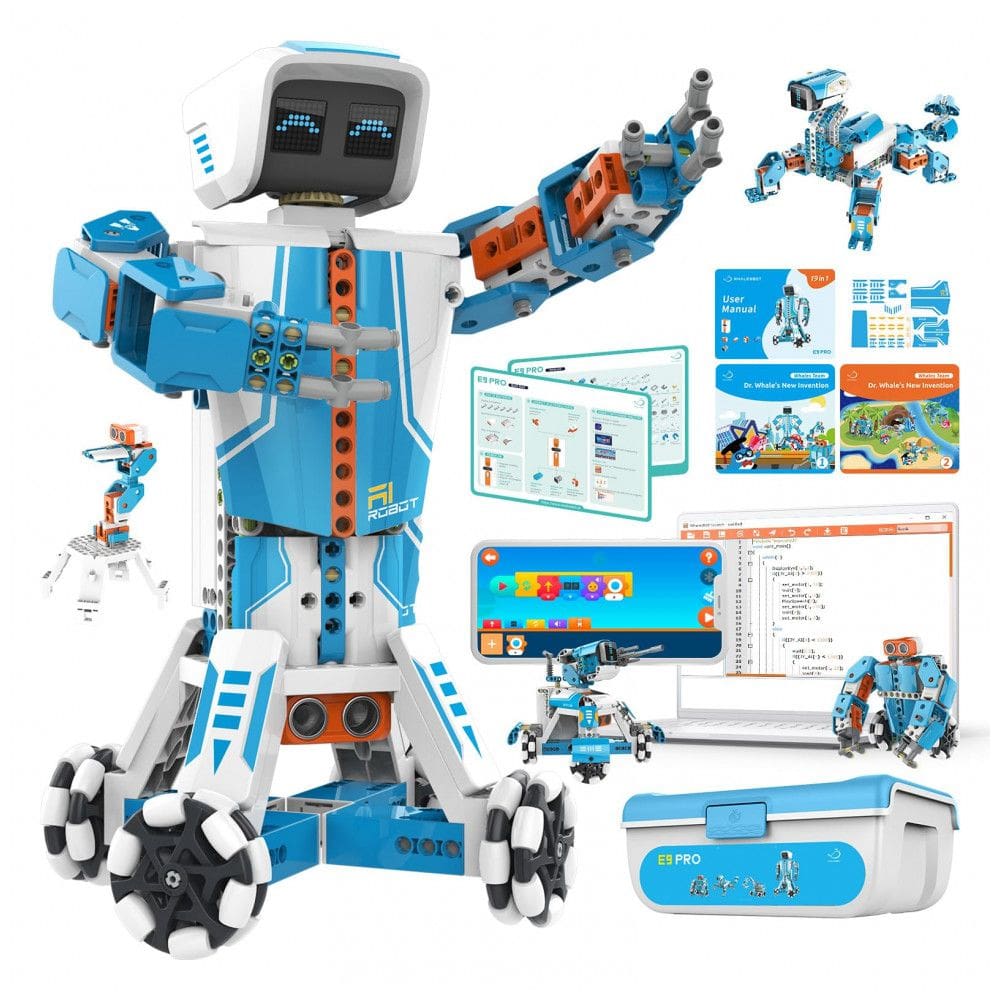 Kit Robô de Engenharia STEM WhalesBot E9 Pro com 12 Articulações Servo e Programação em Scratch e Python para Jovens a Partir de 12 Anos