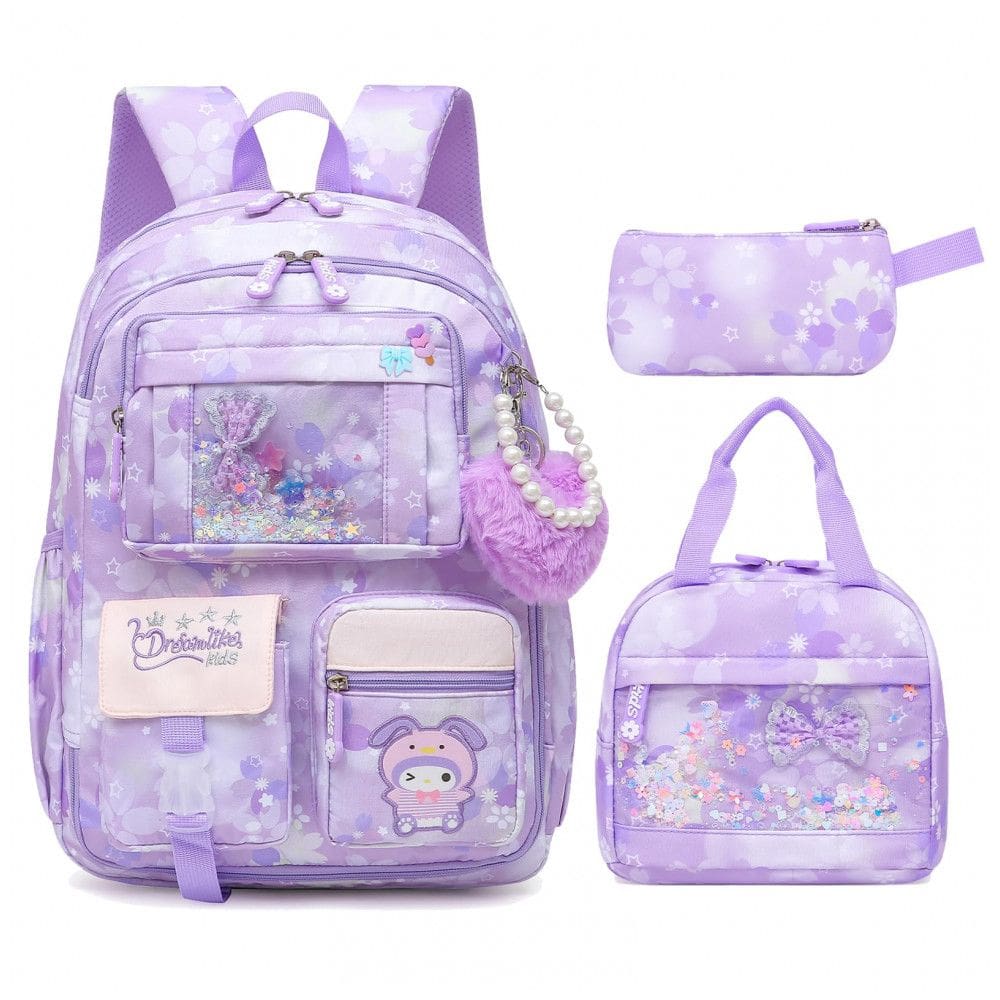 Mochila Alrisg roxa 17” com múltiplos bolsos, à prova de respingos