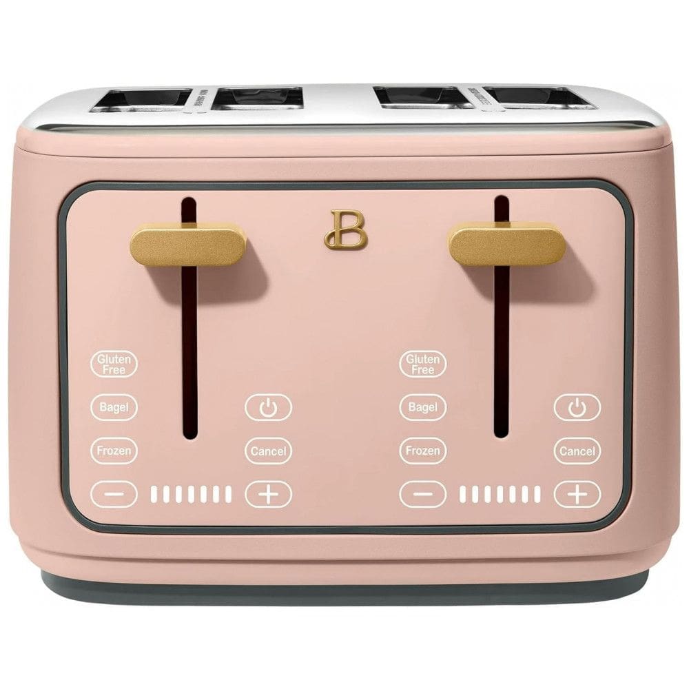 Torradeira elétrica Beautiful 4 fatias rosa com display digital touch, ranhuras largas autoajustáveis, controle de tostagem, 1800W, 110V
