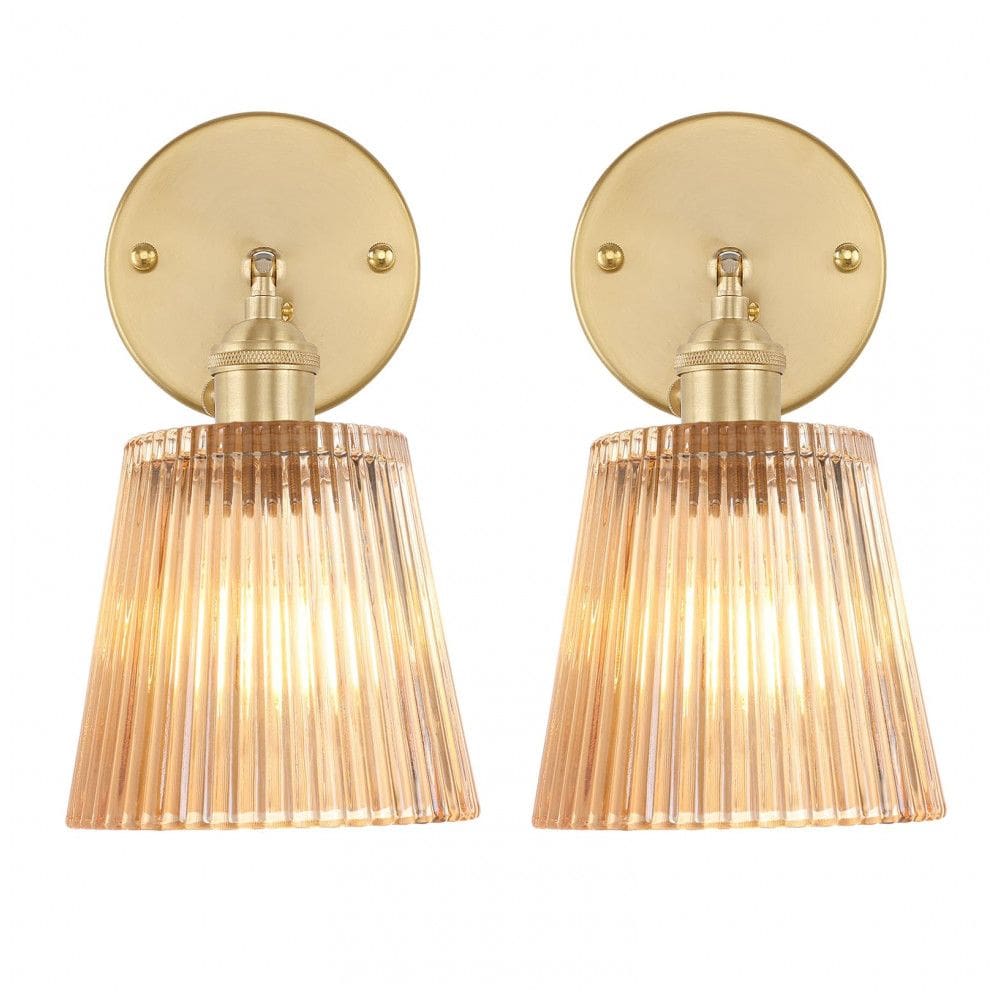 Arandela de parede vintage Shenmoyl kit 2 peças listras âmbar latão ajustável LED E26 120V