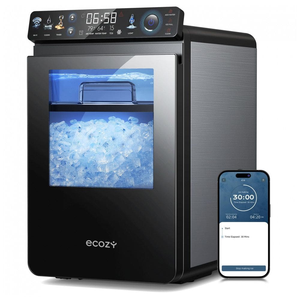 Máquina de Gelo Nugget Ecosy Aço Inox com Painel Colorido, Controle APP, 20 kg/dia, Autolimpeza, IM-NS451B