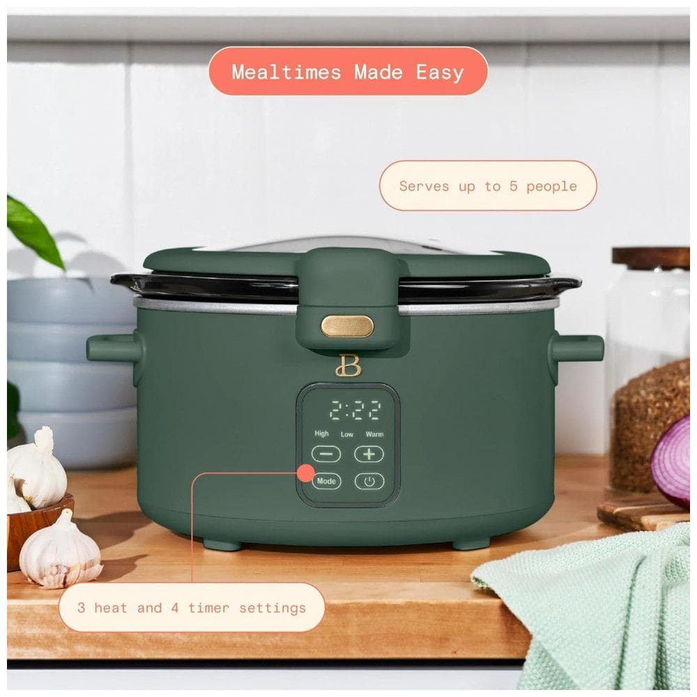 Panela elétrica Slow Cooker digital 3,8L Beautiful verde escuro fosco tampa com travamento 220V