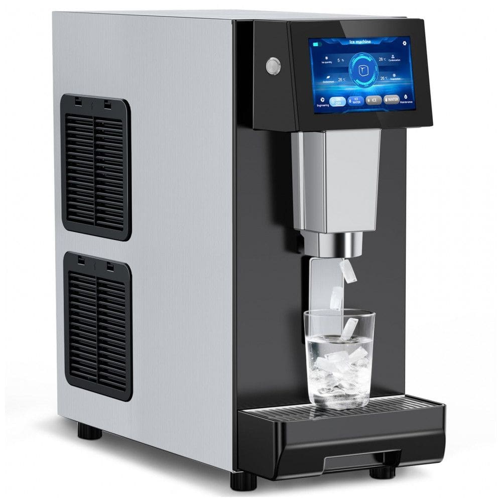 Máquina de Gelo em Pedaços Commercial Nugget Hothope 45 kg/24h 5,4 kg Armazenamento 3-em-1 com Dispenser de Gelo e Água Aço Inox IM-S2-T