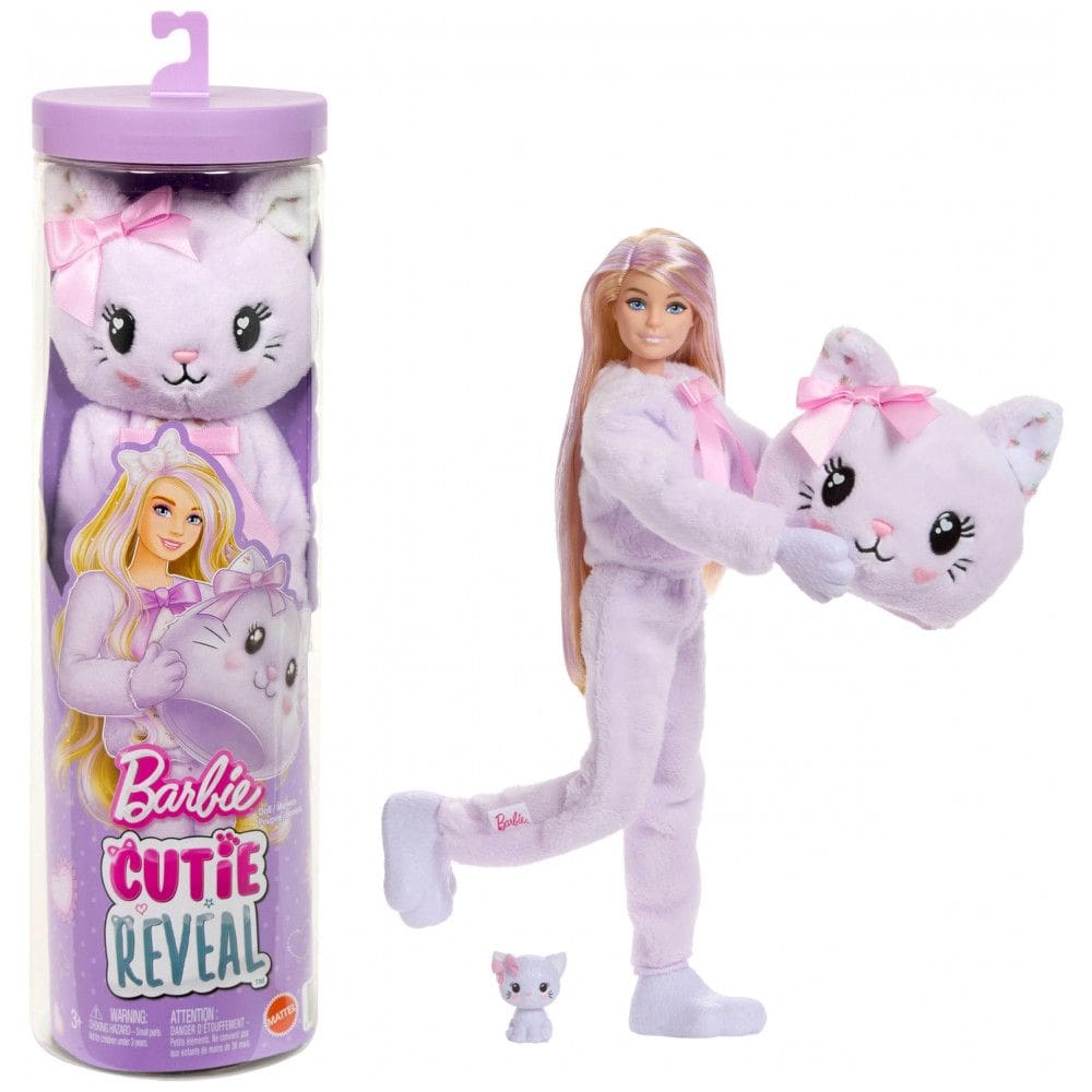 Barbie Cutie Reveal Kitten da Série Cuddly com 10 Surpresas, Mini Pet que Muda de Cor 2025